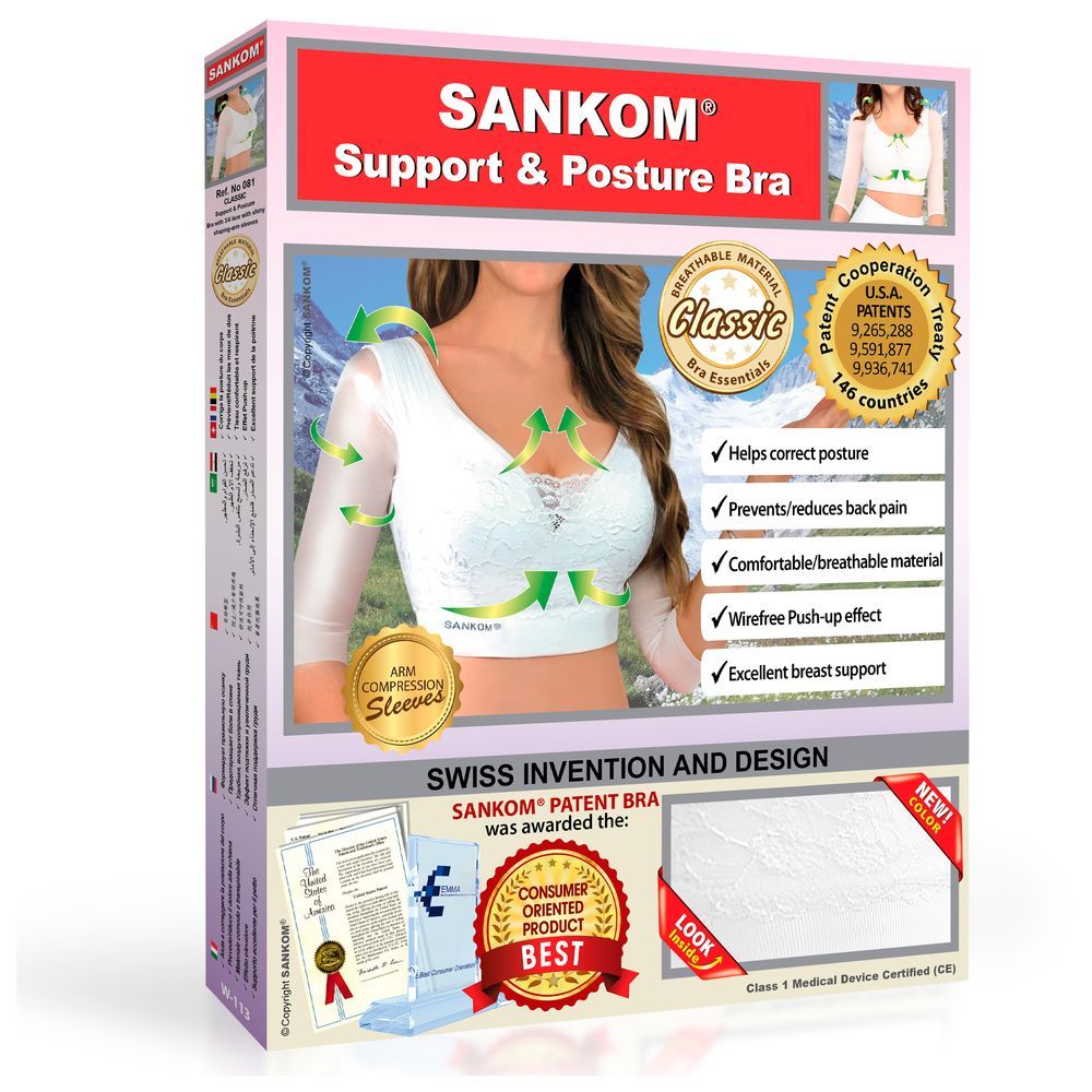 Sankom - Support & Posture Bra With Lace - White