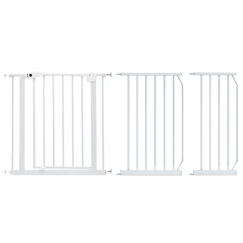 Baby Safe - Metal Safety Gate w/ 30 cm & 45 cm Extension - White