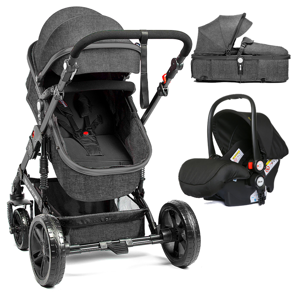 Teknum 3 in 1 Pram Stroller Infant Car Seat Space Grey Buy at Best Price from Mumzworld