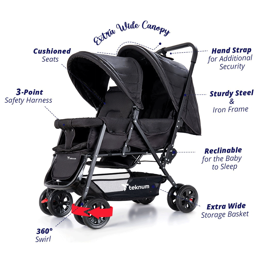 Teknum - Double Stroller Combo - Black