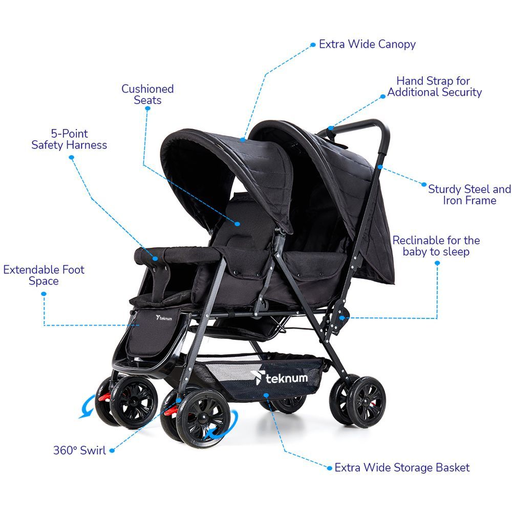 Teknum - Double Stroller Combo - Black