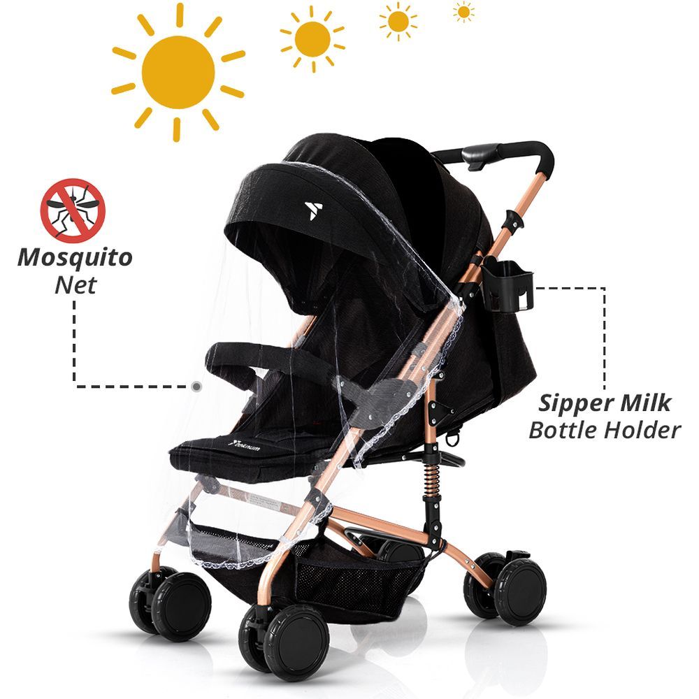 Teknum - Reversible Trip Stroller w/ Ace Diaper Bag - Black