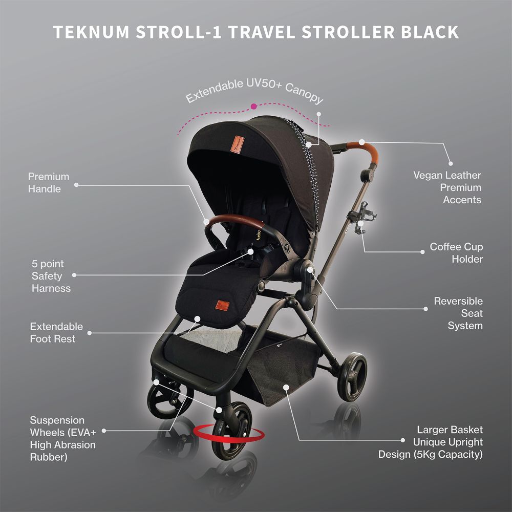 Teknum - Stroll-1 Reversible Travel System by Sambox - Black