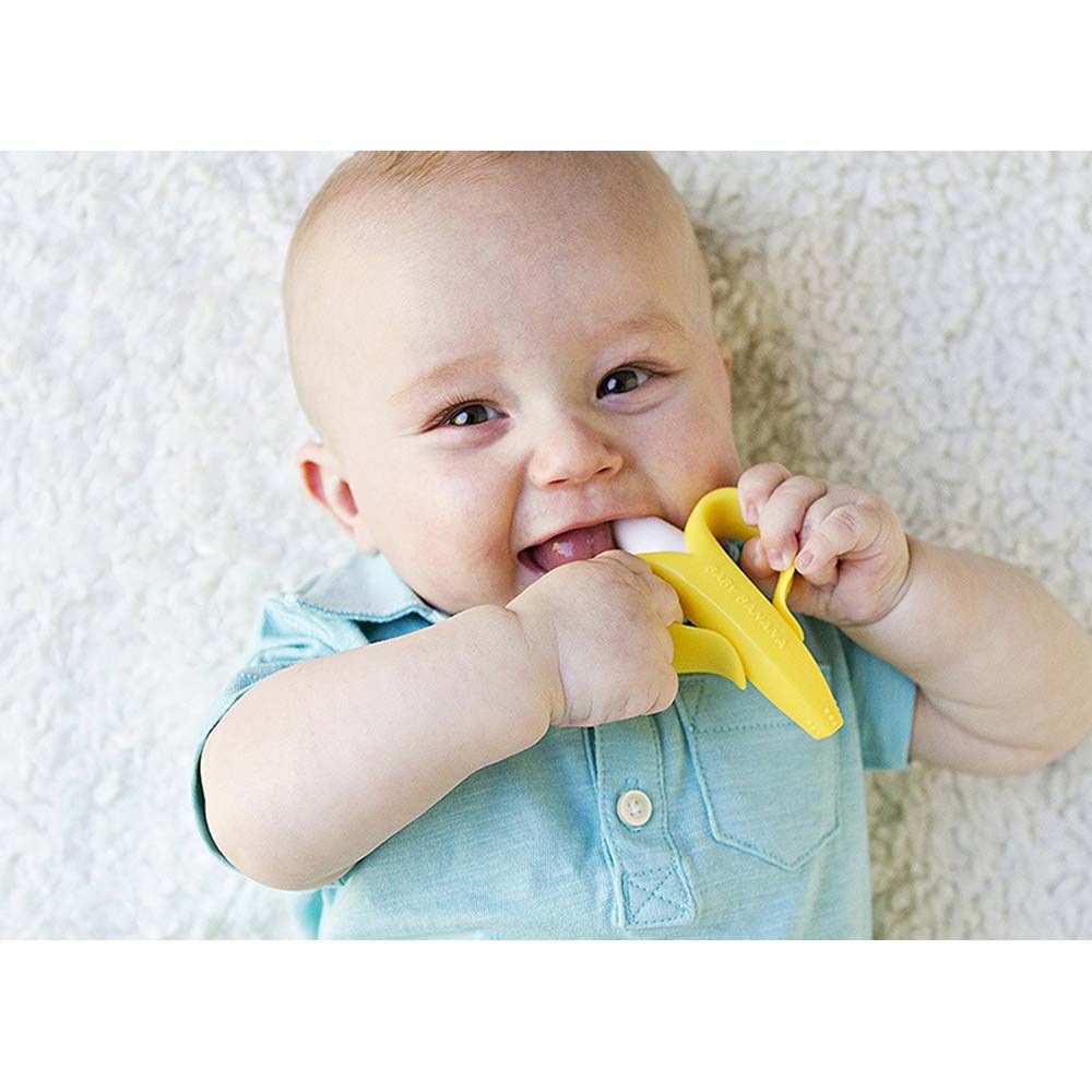 Eazy Kids - Baby Banana - Toothbrush and Teether - Yellow