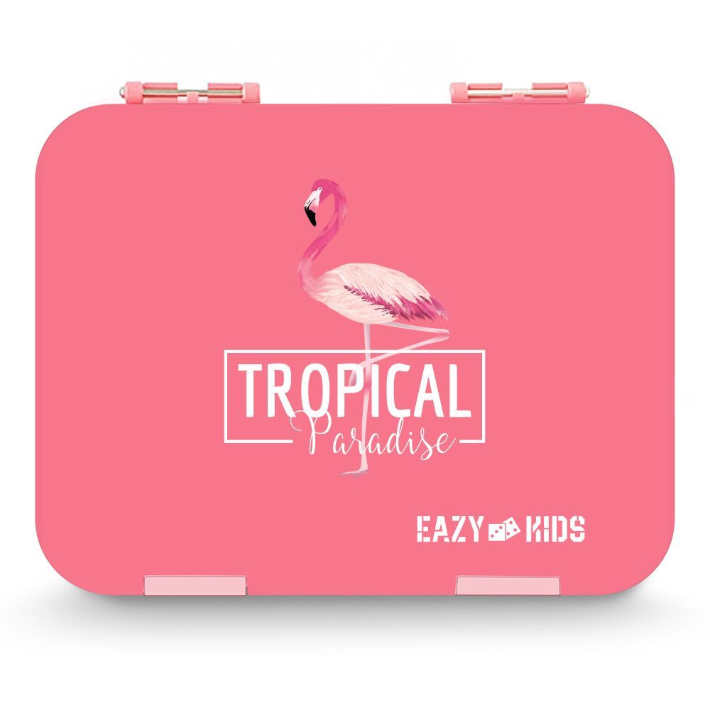 Eazy Kids - 4-6 Convertible Bento Lunch Box w Sandwich Cutter Set Flamingo Pink