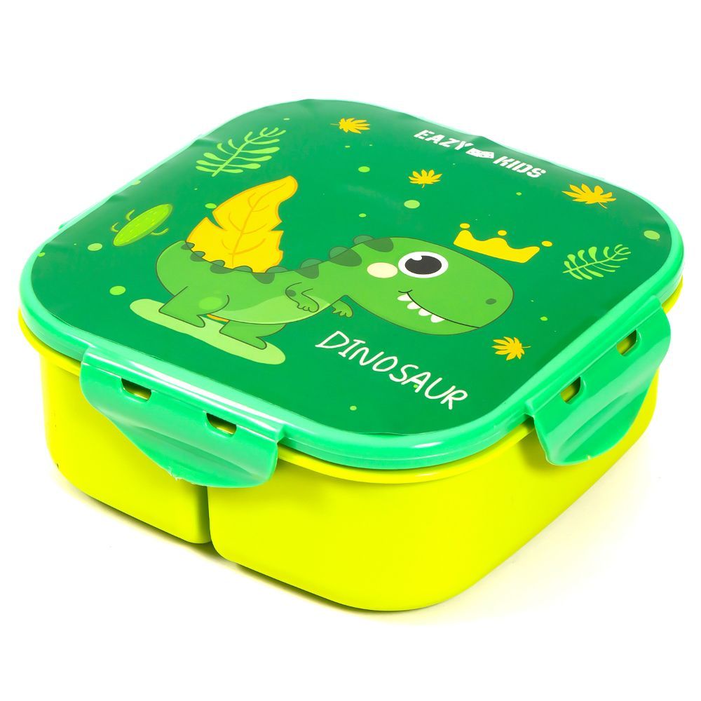 Eazy Kids Lunch Box and Water Bottle With Bag - Dino Green