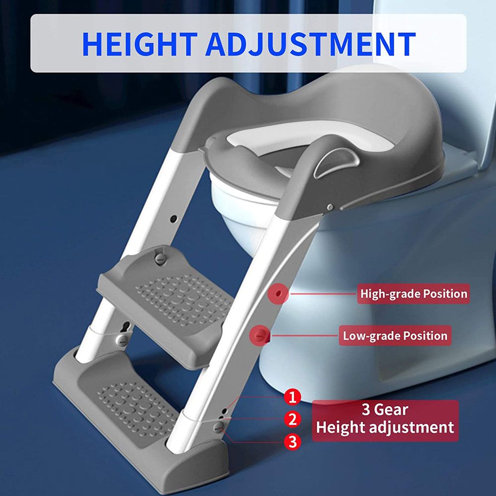 Eazy Kids - Step Stool Foldable Potty Trainer Seat- Grey