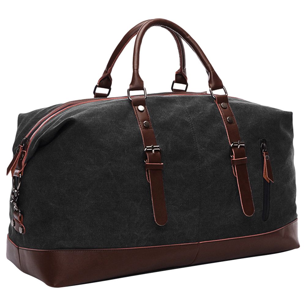 Little Story - Weekender Leather Duffle Bag - Black