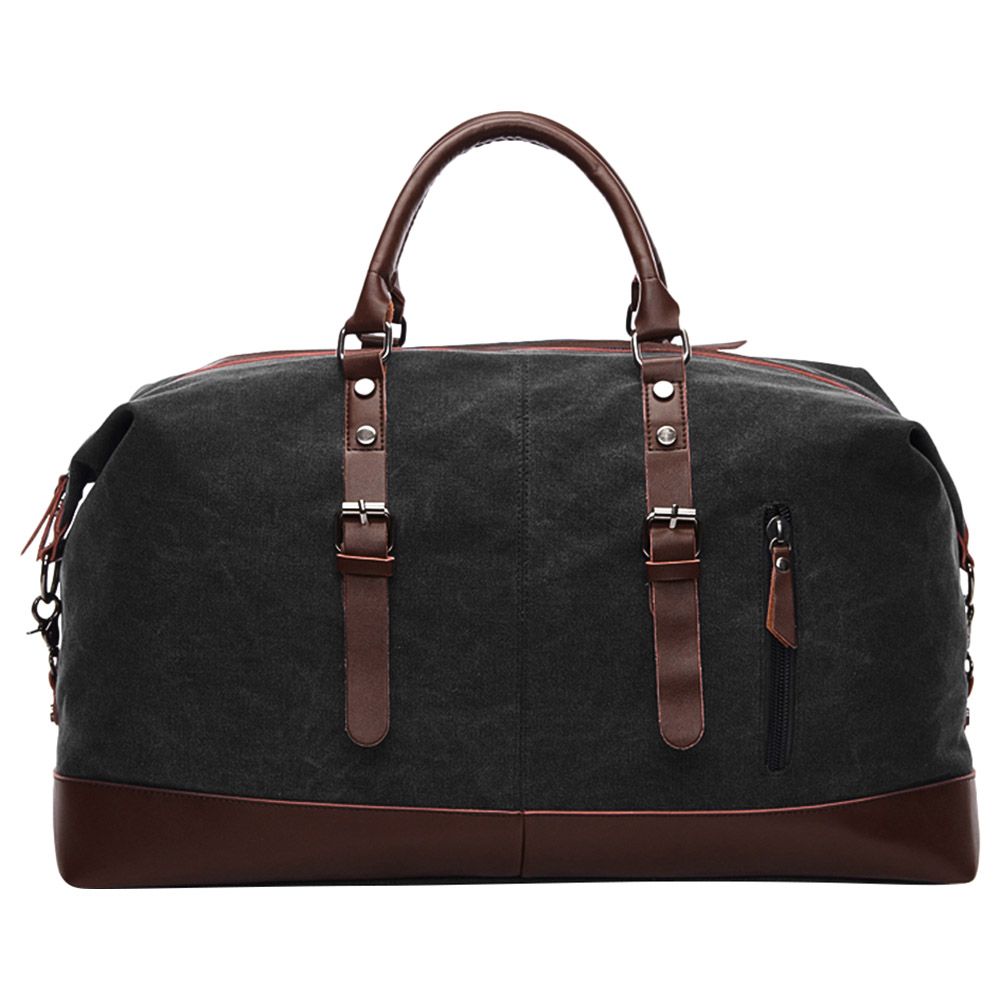 Little Story - Weekender Leather Duffle Bag - Black