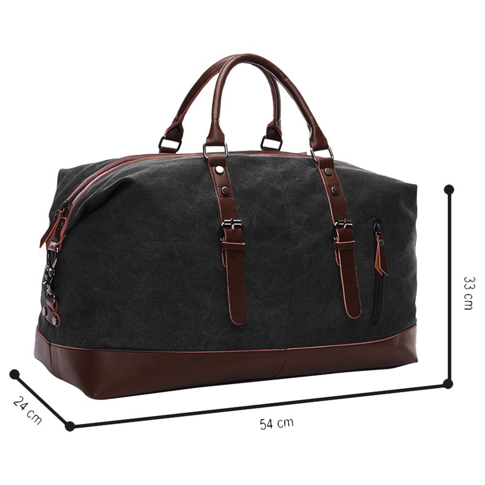 Little Story - Weekender Leather Duffle Bag - Black