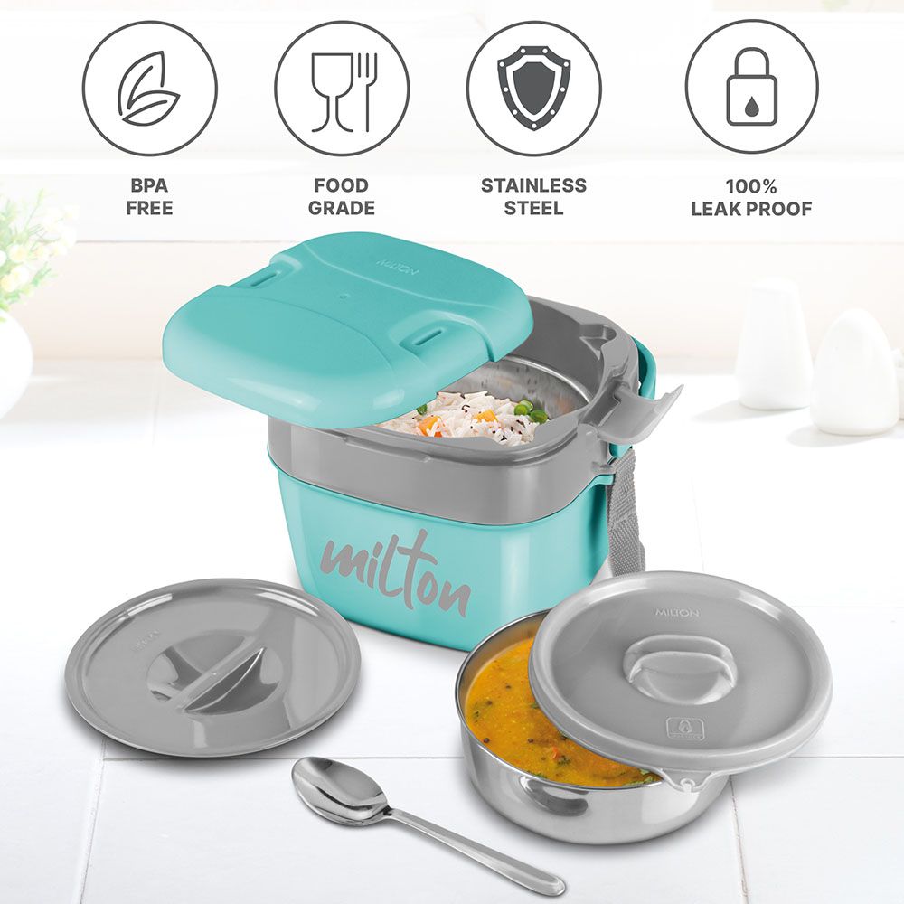 Milton - Small Inner Stainless Steel Lunch Box - 1100ml - Aqua Green