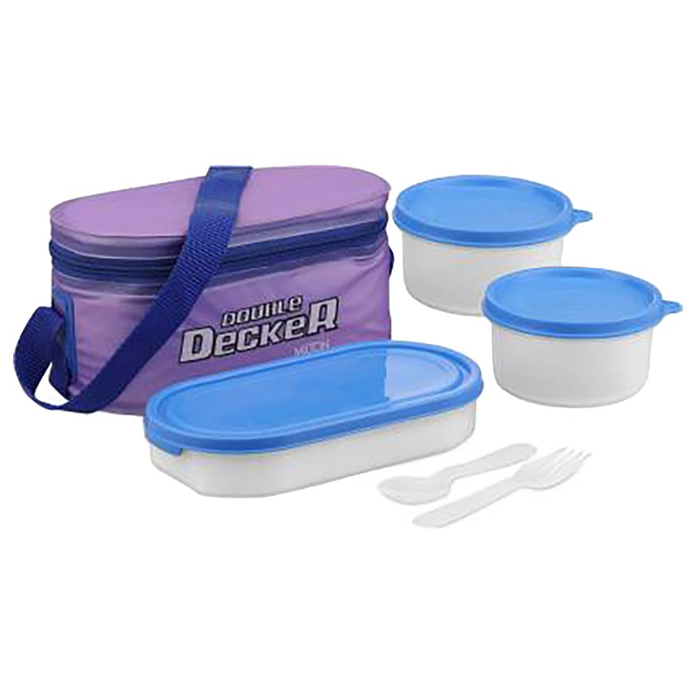 Milton - Plastic Double Decker Lunch Box w/ Lunch Bag - Purple