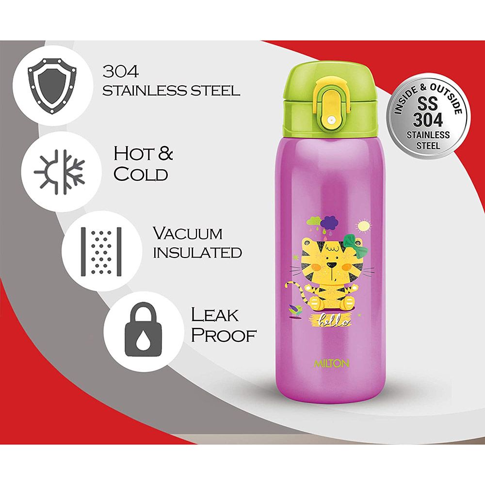 Milton - Jolly Stainless Steel Water Bottle - 390ml - Tiger Purple