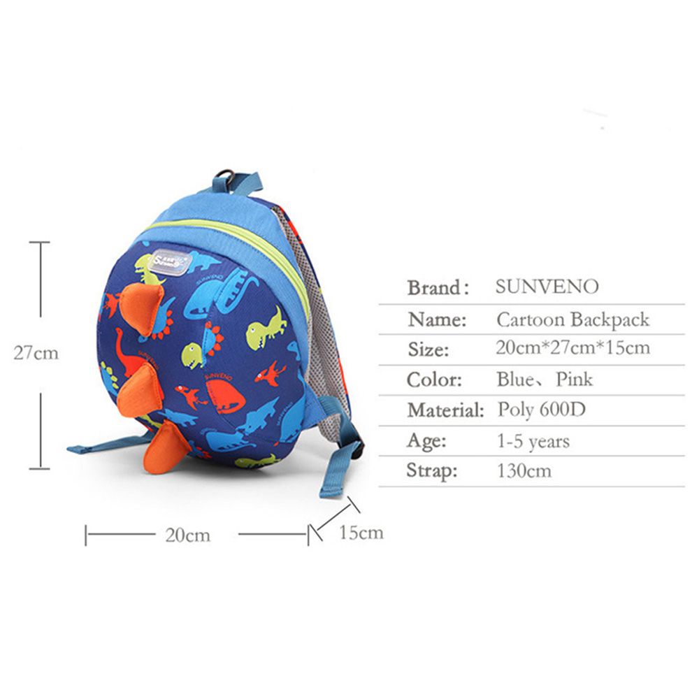 Sunveno - Kids Backpack - Dinosaur Blue - 7.8 Inch