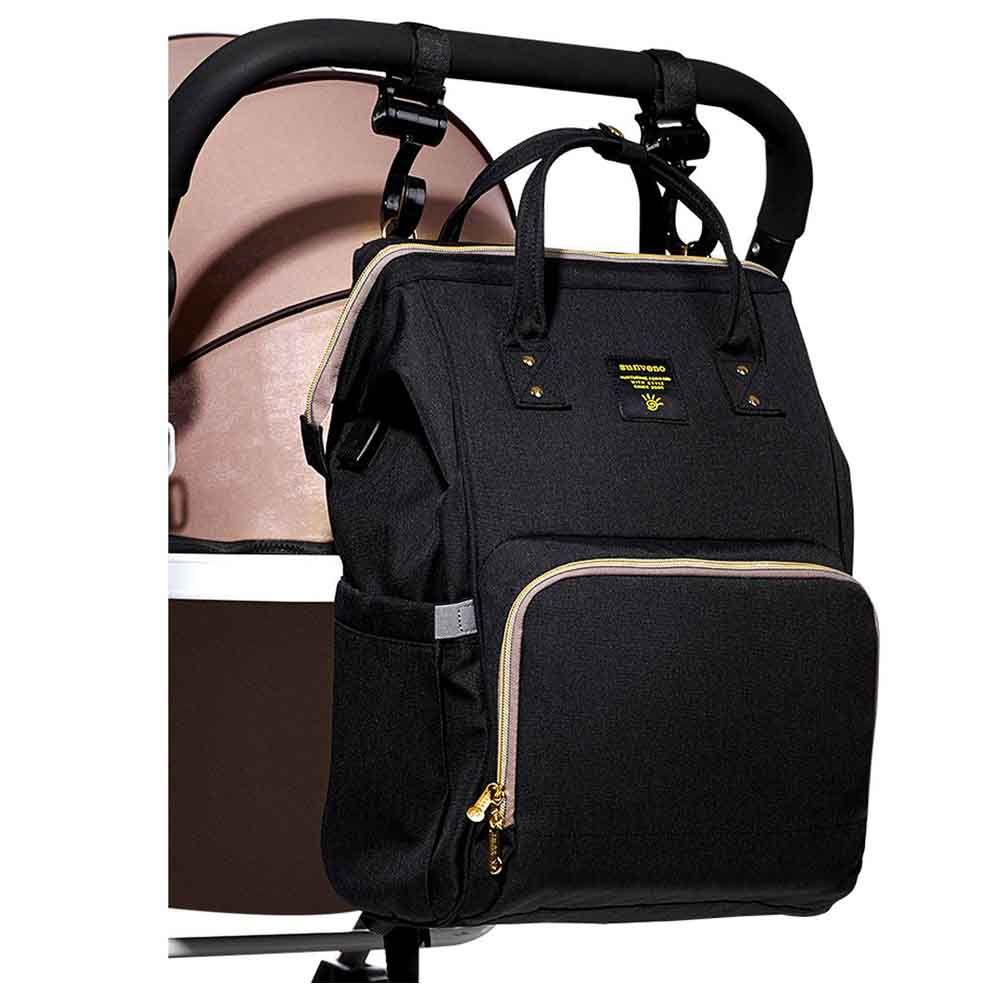 Sunveno - Diaper Bag with USB - Black + Hooks