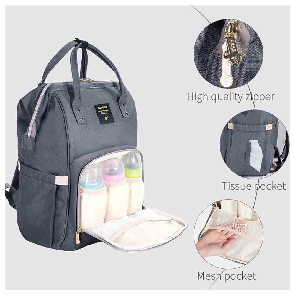 Sunveno - Diaper Bag with USB - Grey + Hooks