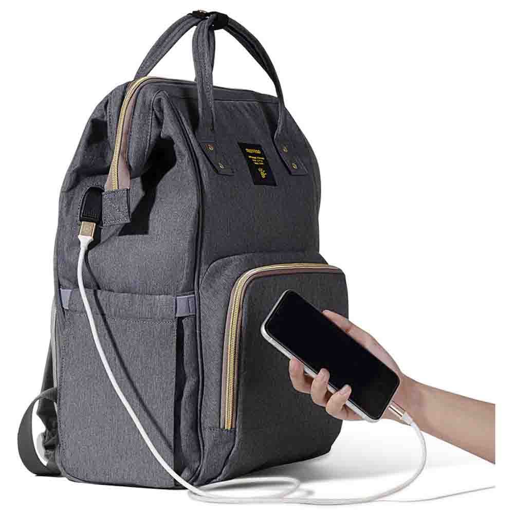 Sunveno - Diaper Bag with USB - Grey + Hooks