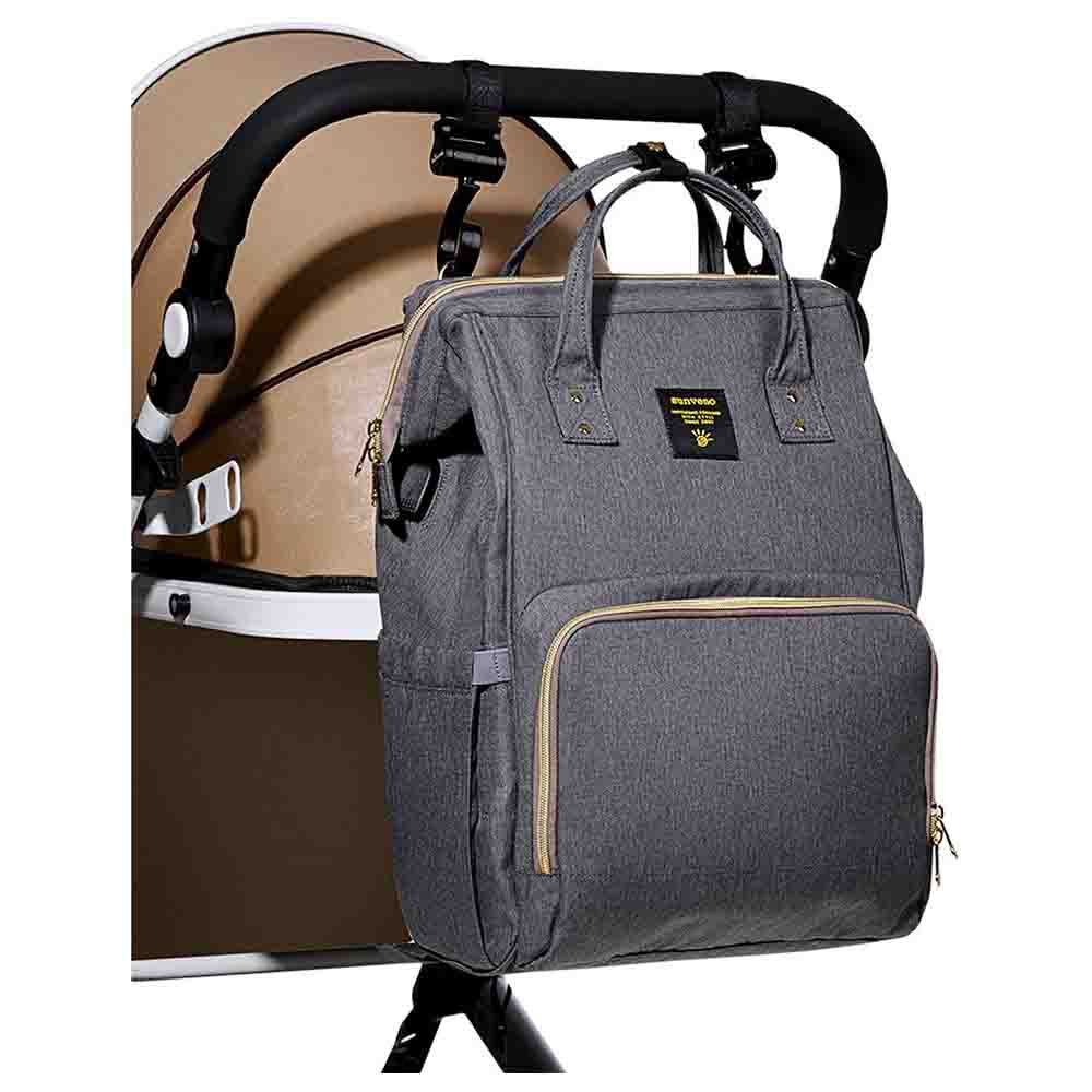 Sunveno - Diaper Bag with USB - Grey + Hooks