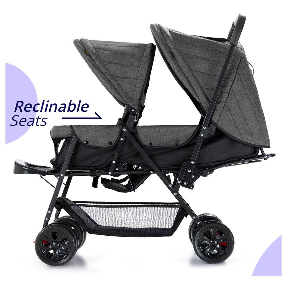 Teknum - Double Baby Stroller - Dark Grey