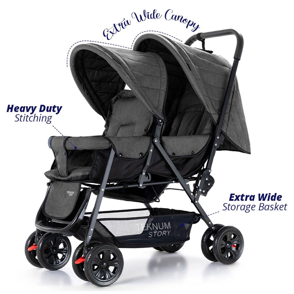 Teknum - Double Baby Stroller - Dark Grey