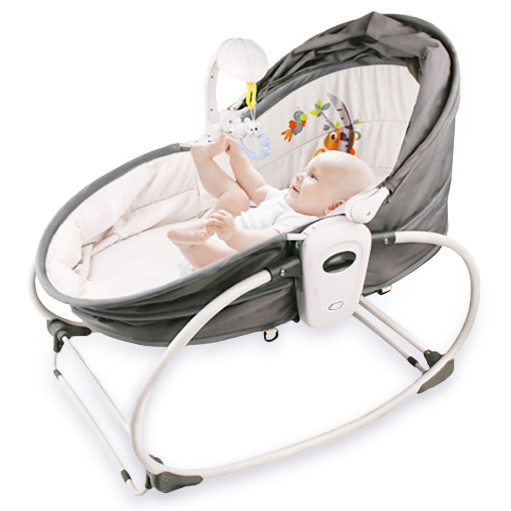 Teknum - 6-in-1 Cozy Rocker Bassinet w/ Awning & Mosquito Net - Grey