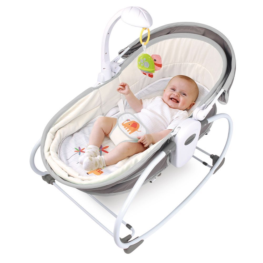 Teknum - 6-in-1 Cozy Rocker Bassinet w/ Awning & Mosquito Net - Grey