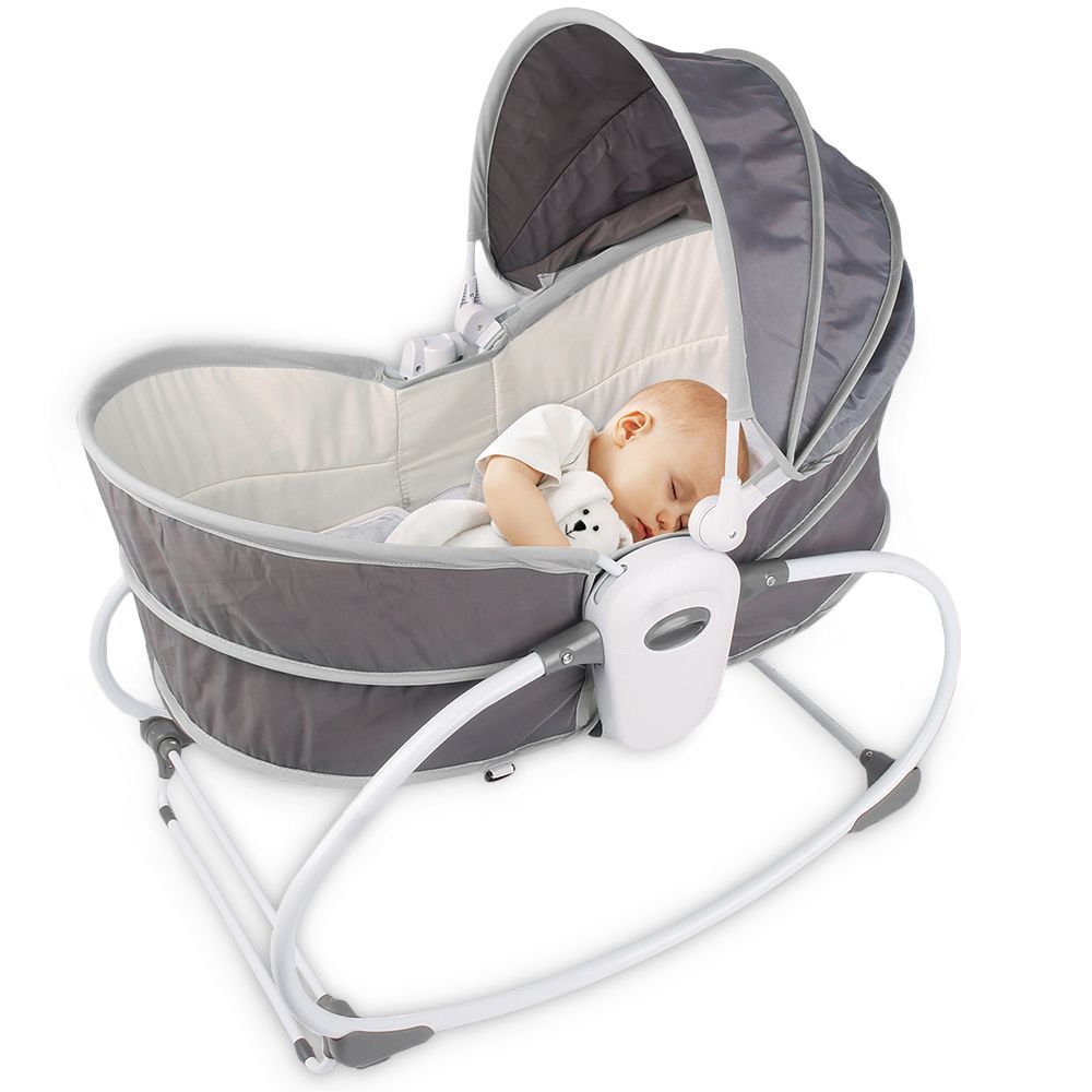 Teknum - 6-in-1 Cozy Rocker Bassinet w/ Awning & Mosquito Net - Grey