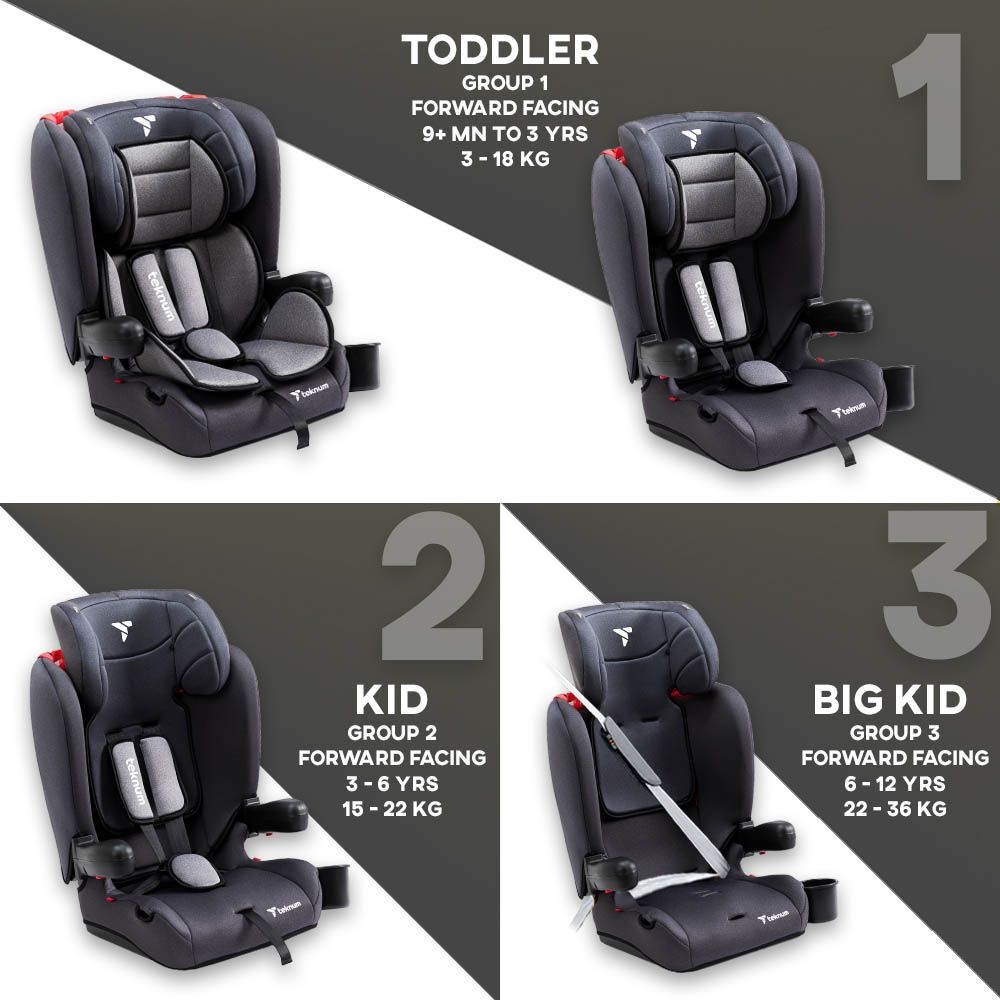 Teknum - Pack And Go Foldable Car Seat - Grey