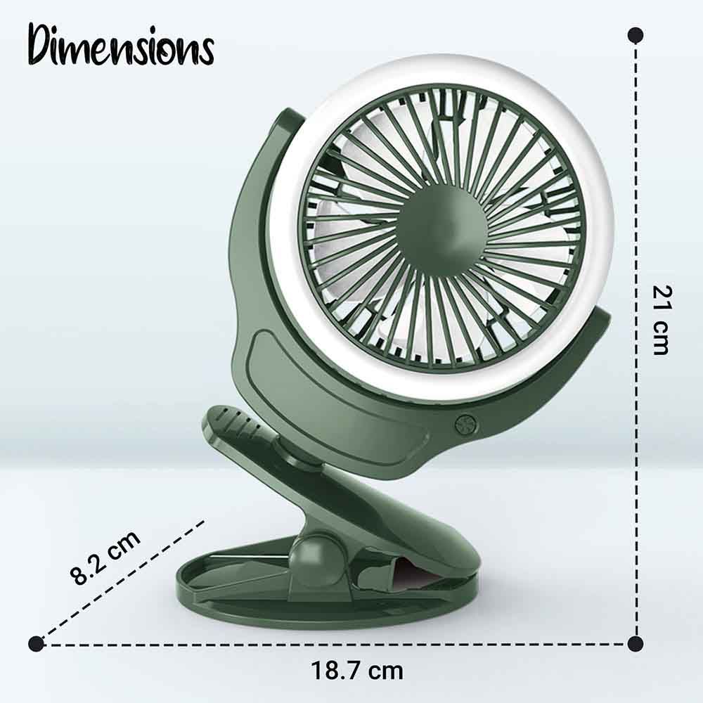 Teknum - 2-In-1 Stroller USB Charging Fan w/ Light - Green