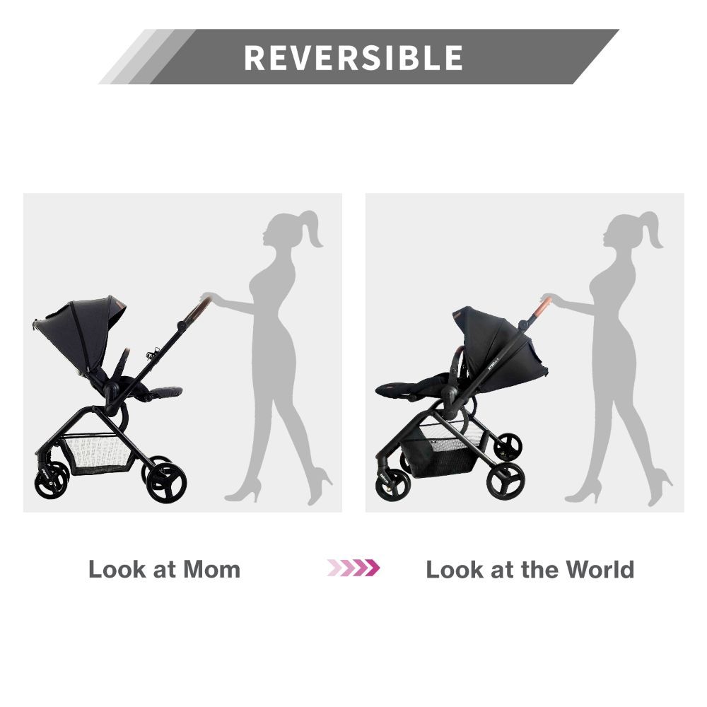 Teknum - Stroll 1 Reversible Travel Stroller - Black