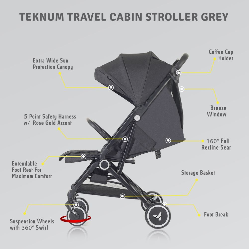 Teknum Travel Cabin Stroller with Coffee Cup Holder Black Buy at Best Price from Mumzworld