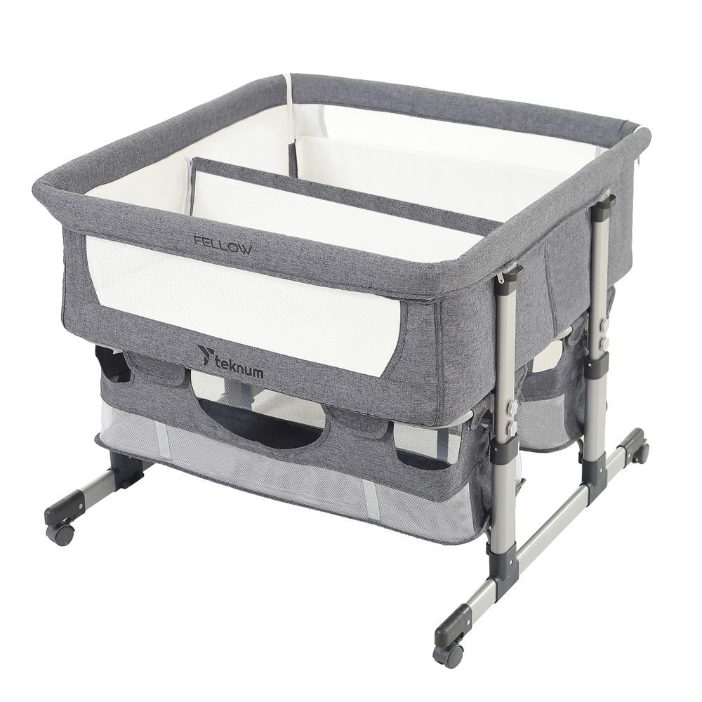 Teknum -Twin Bedside Fellow Crib - Grey