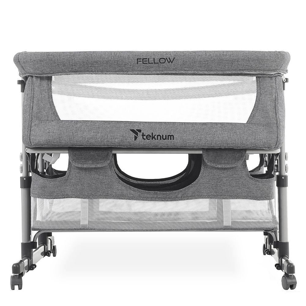 Teknum -Twin Bedside Fellow Crib - Grey