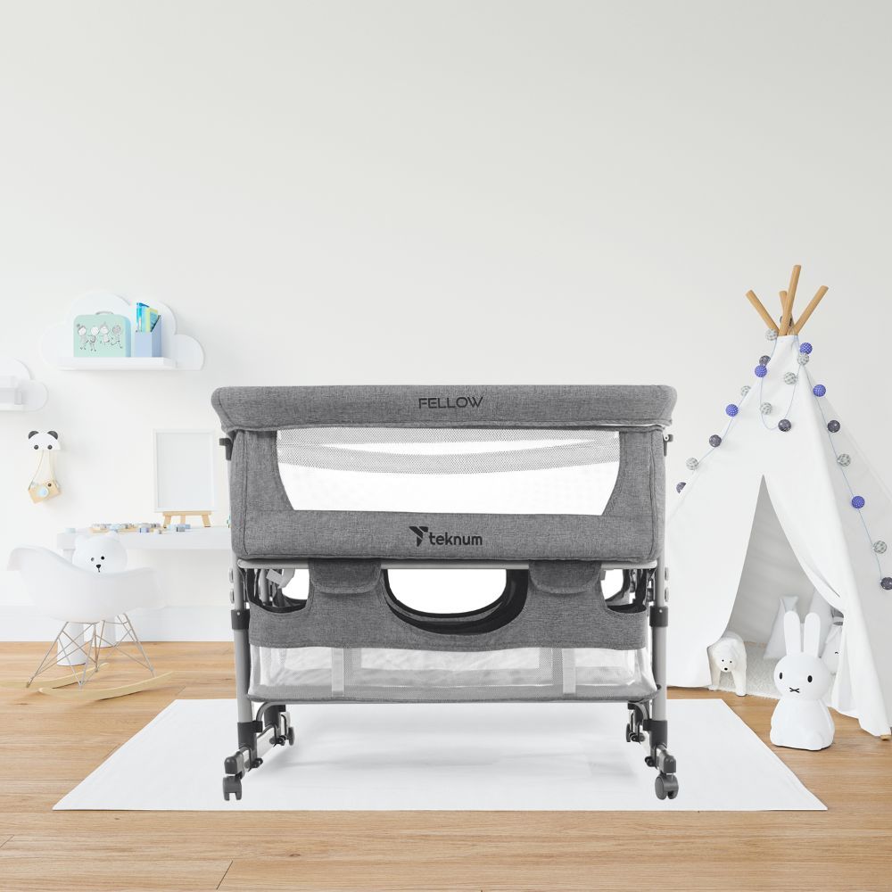 Teknum -Twin Bedside Fellow Crib - Grey