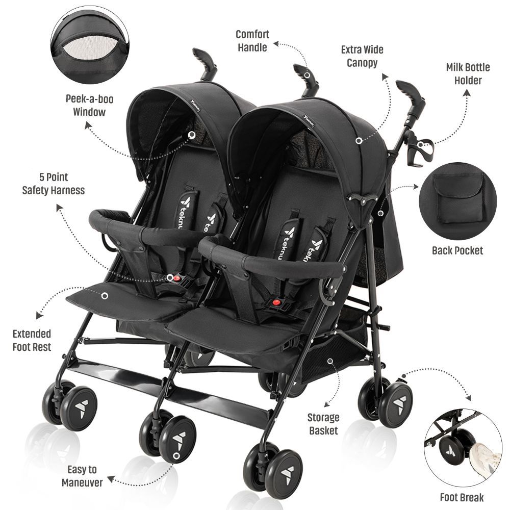 Teknum - Twin Stroller Fellow - Black