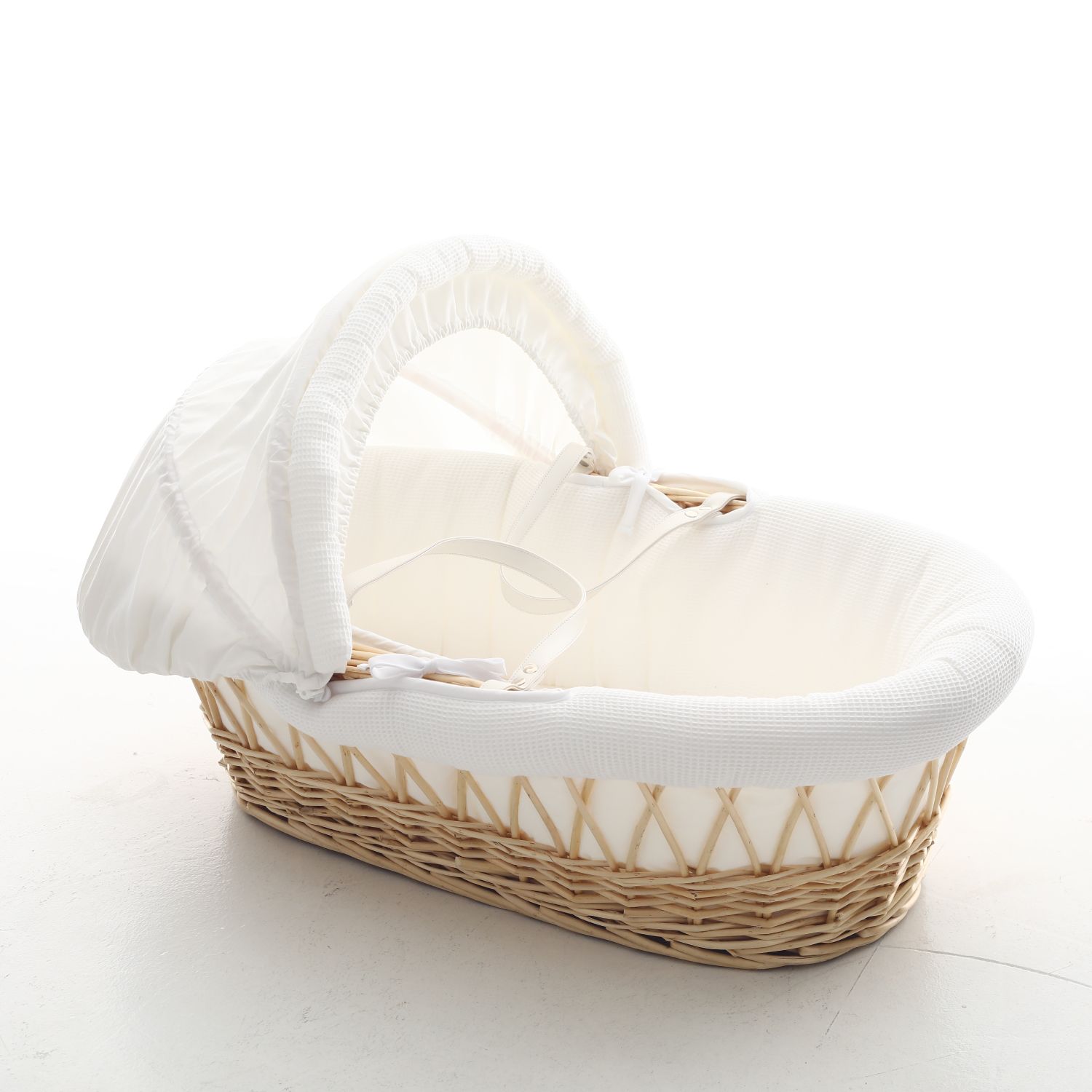 Teknum - Infant Wicker Moses Basket W/ Waffle Beddings - Brown