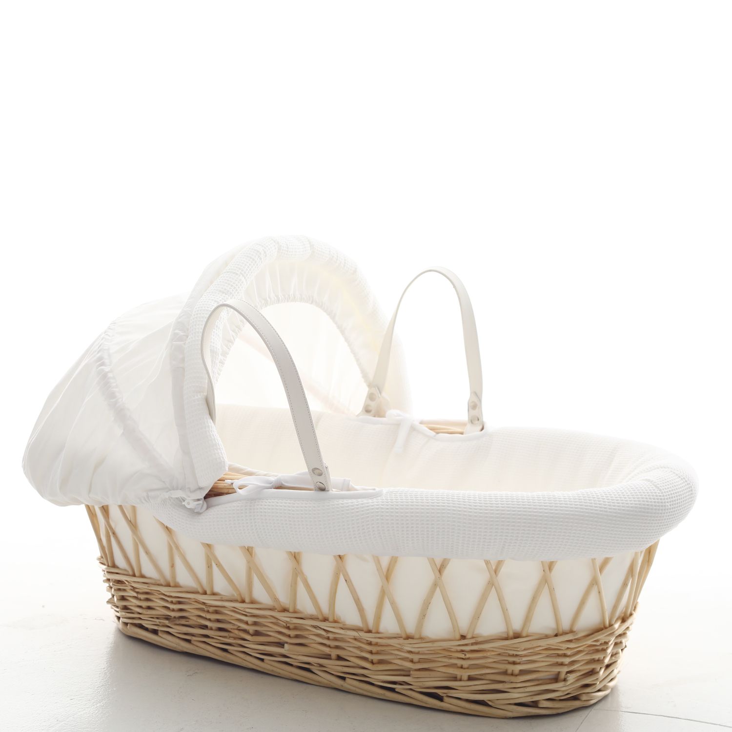 Teknum - Infant Wicker Moses Basket W/ Waffle Beddings - Brown