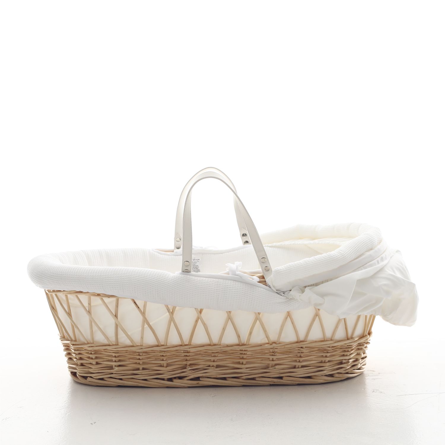 Teknum - Infant Wicker Moses Basket W/ Waffle Beddings - Brown