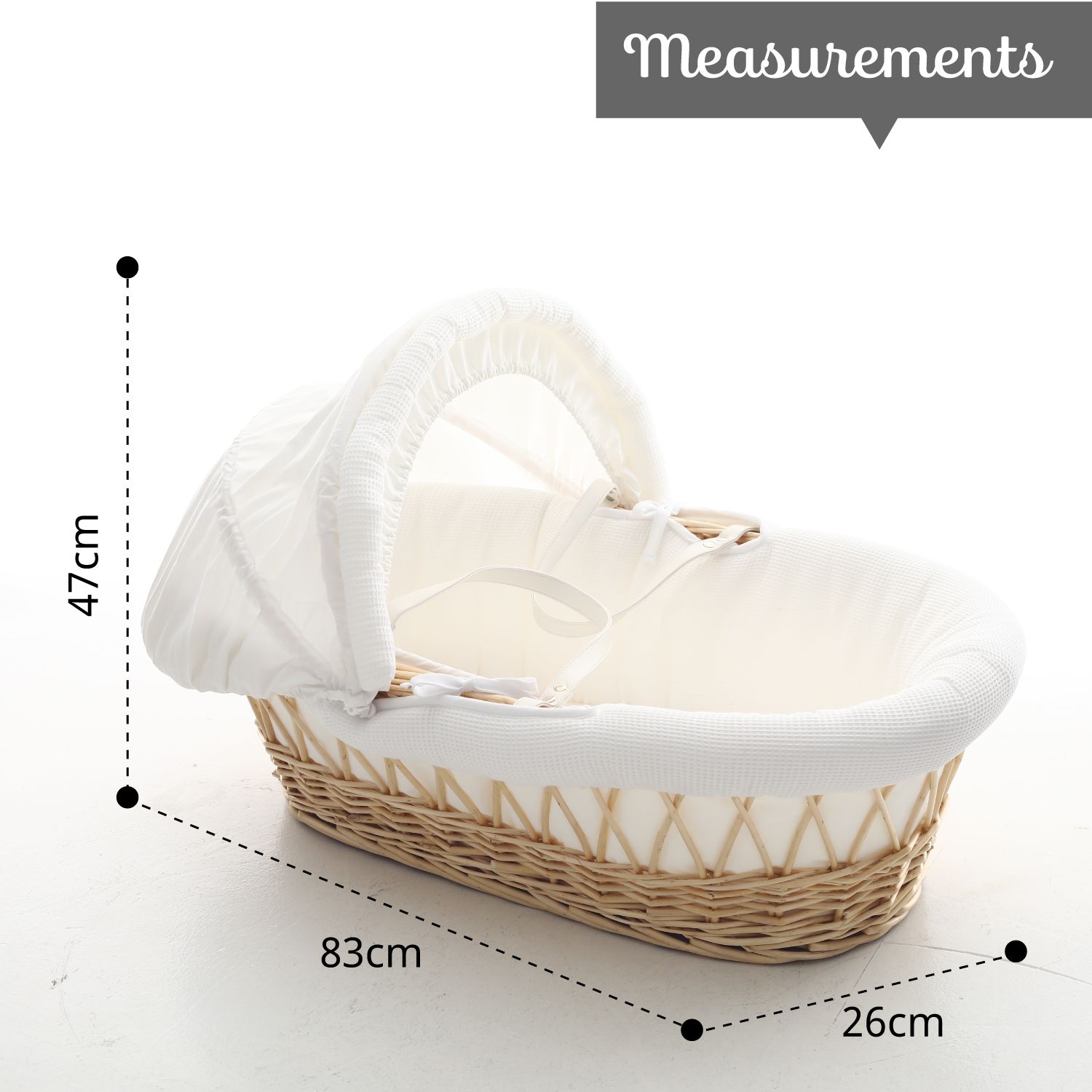 Teknum - Infant Wicker Moses Basket W/ Waffle Beddings - Brown