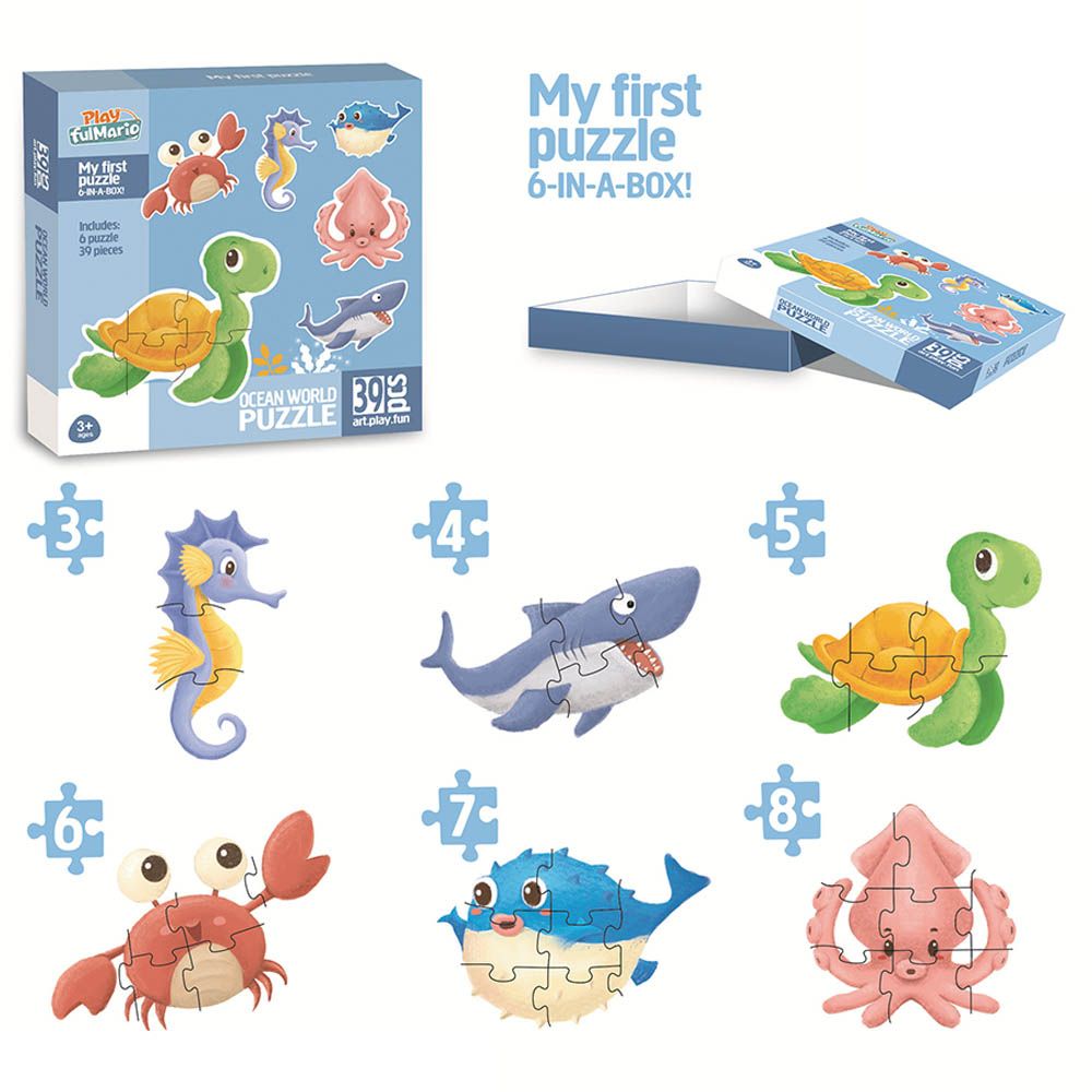 Little Learners - 6 In A Box Ocean World Puzzle Set- 39 Pcs (Exclusive)