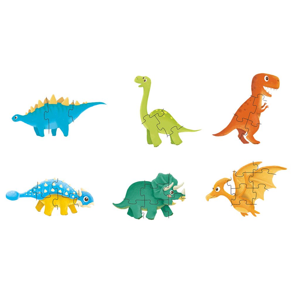 Little Learners - 6 In A Box Dinosaur Age Puzzle Set- 39 Pcs