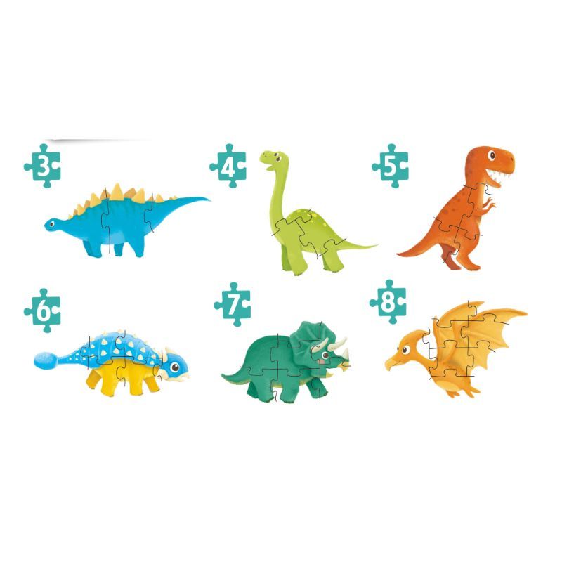 Little Learners - 6 In A Box Dinosaur Age Puzzle Set- 39 Pcs