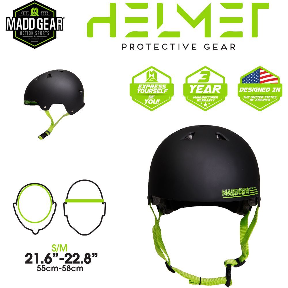 Madd Gear - Park Helmet - Black/Green