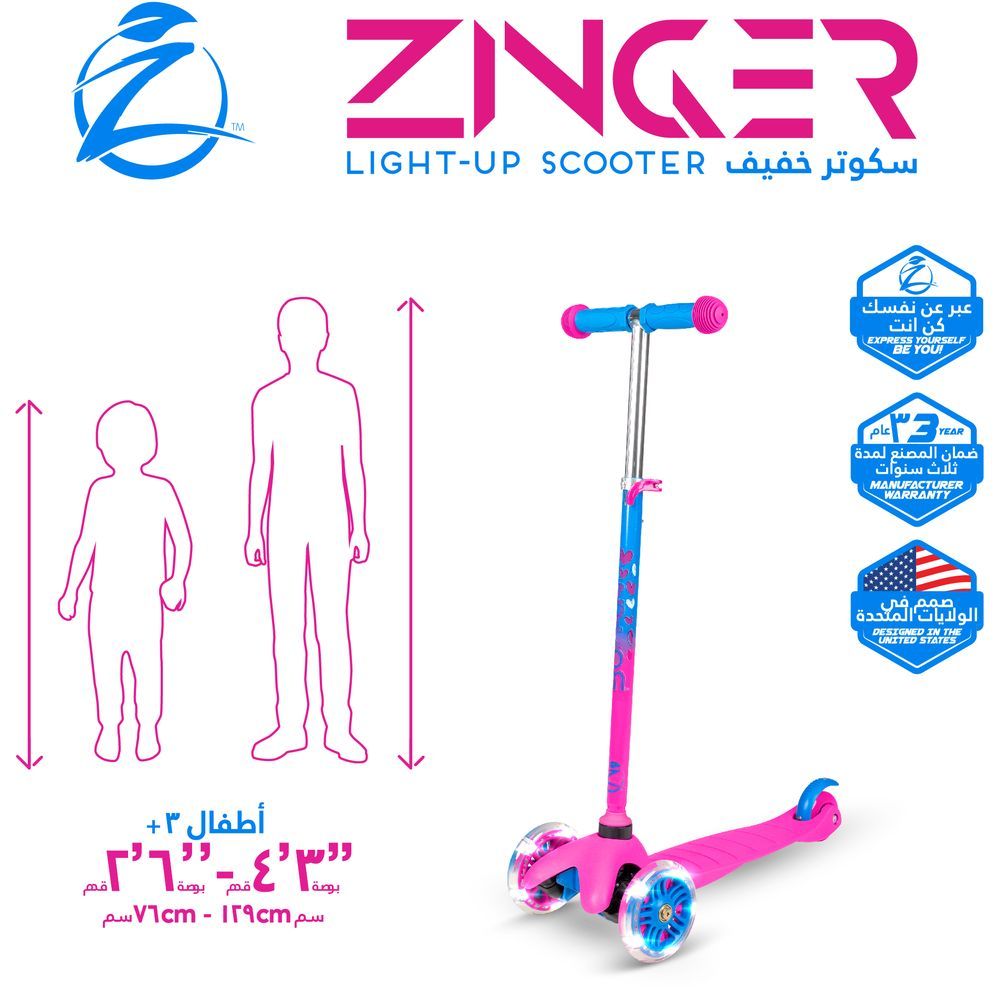 Madd Gear - Zycom Zinger Light-Up Scooter - Pink/Blue