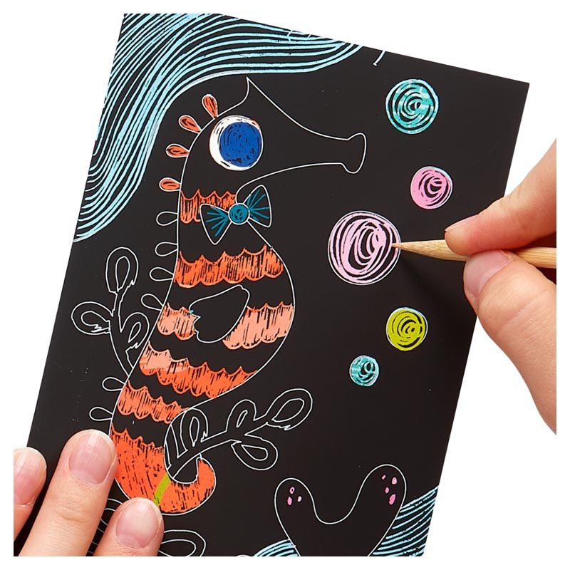 Ooly - Mini Scratch & Scribble Art Kit Friendly Fish 7Pc Set