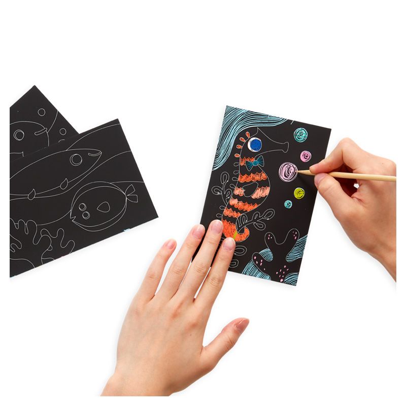 Ooly - Mini Scratch & Scribble Art Kit Friendly Fish 7Pc Set