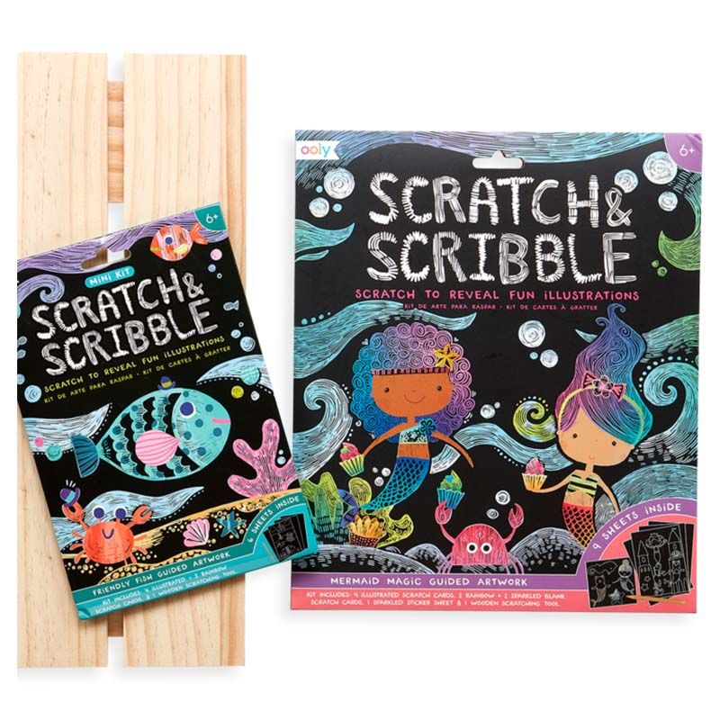 Ooly - Mini Scratch & Scribble Art Kit Friendly Fish 7Pc Set