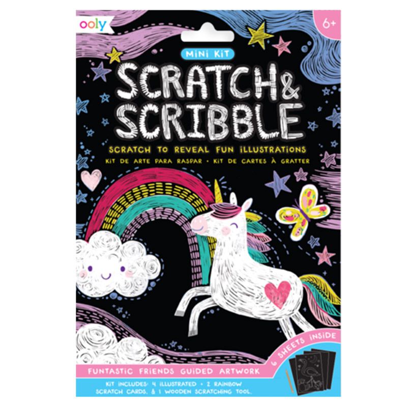 Ooly Mini Scratch & Scribble Art Kit Funtastic Friends 7 Pc