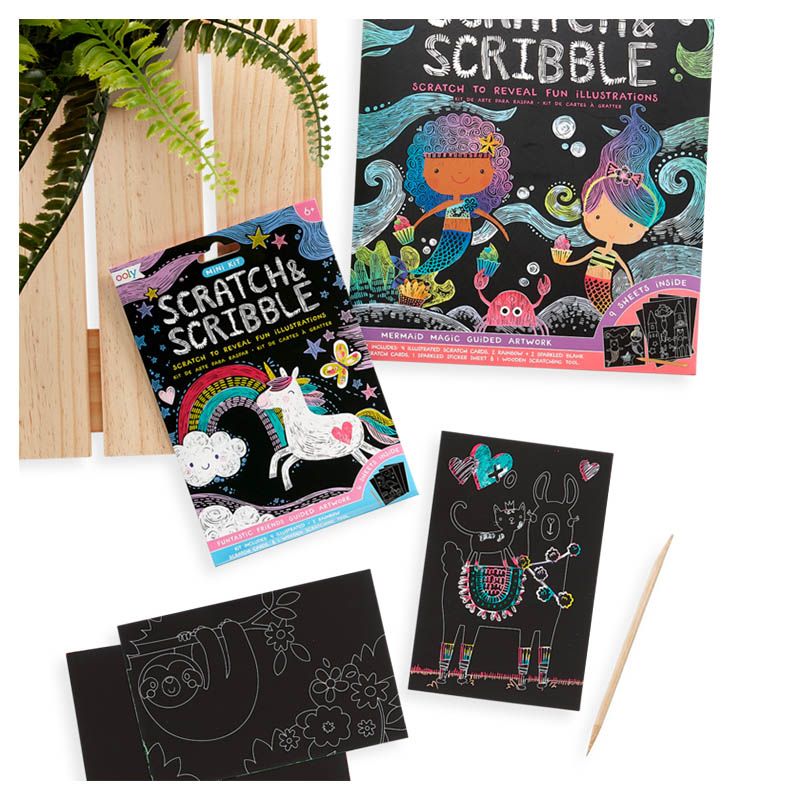 Ooly Mini Scratch & Scribble Art Kit Funtastic Friends 7 Pc