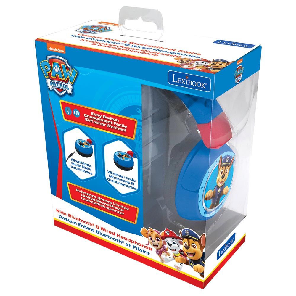 Lexibook - Paw Patrol 2-in-1 Bluetooth & Wired Foldable Headphone